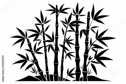 bambus line art silhouette vector illustration