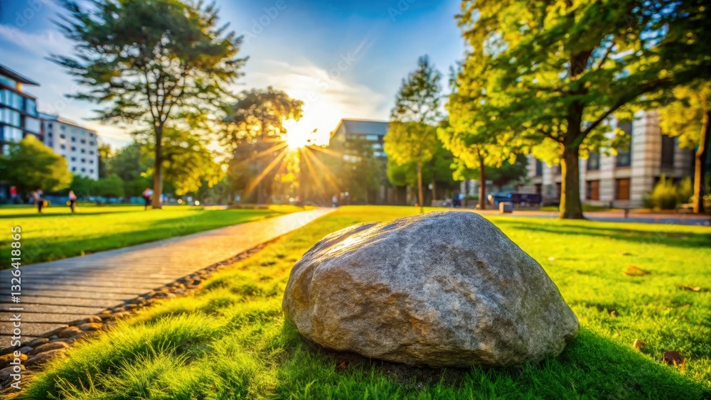 Fototapeta premium Boulder's sharp urban park, vast stone expanse, deep focus photography capturing nature's city embrace.