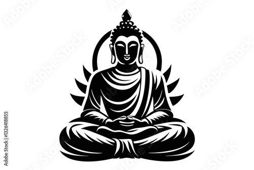 buddha line art silhouette vector illustration
