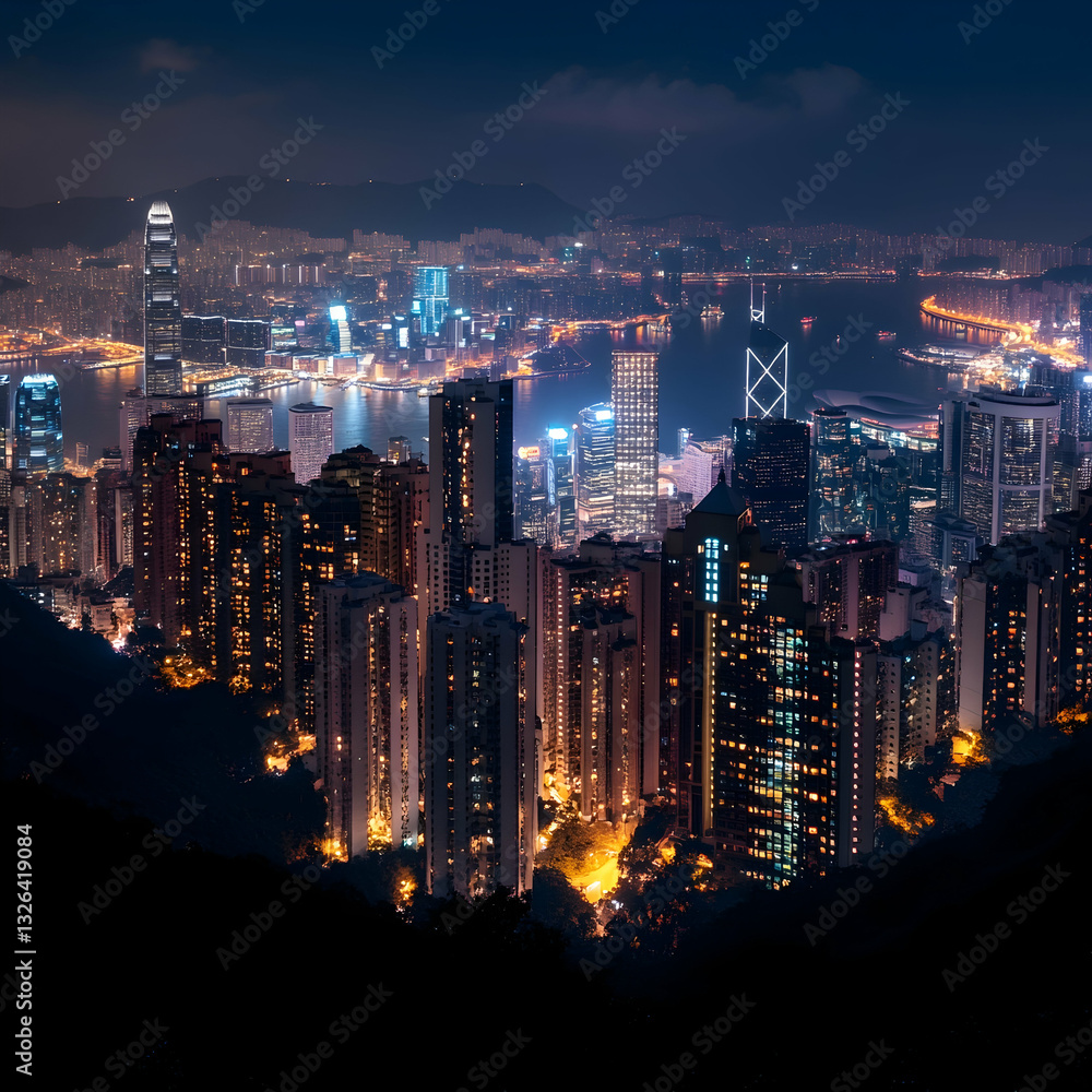 Obraz premium Hong Kong cityscape at night
