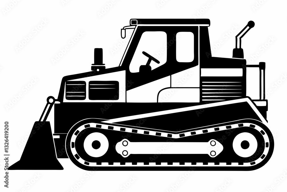 Naklejka premium bulldozer line art silhouette vector illustration