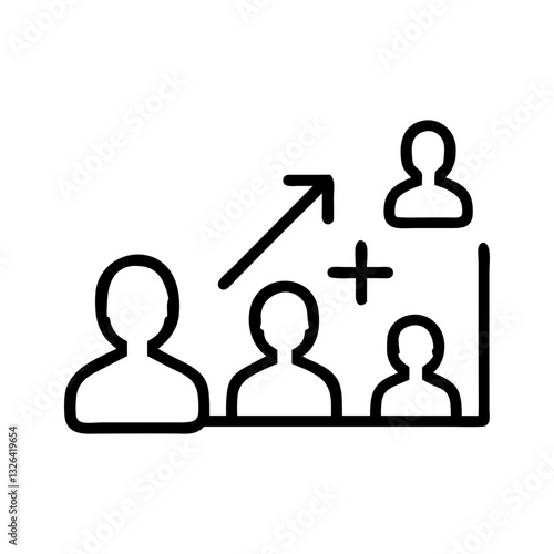 Iconic representation of growing community with user figures