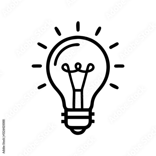 Light bulb glowing with rays
