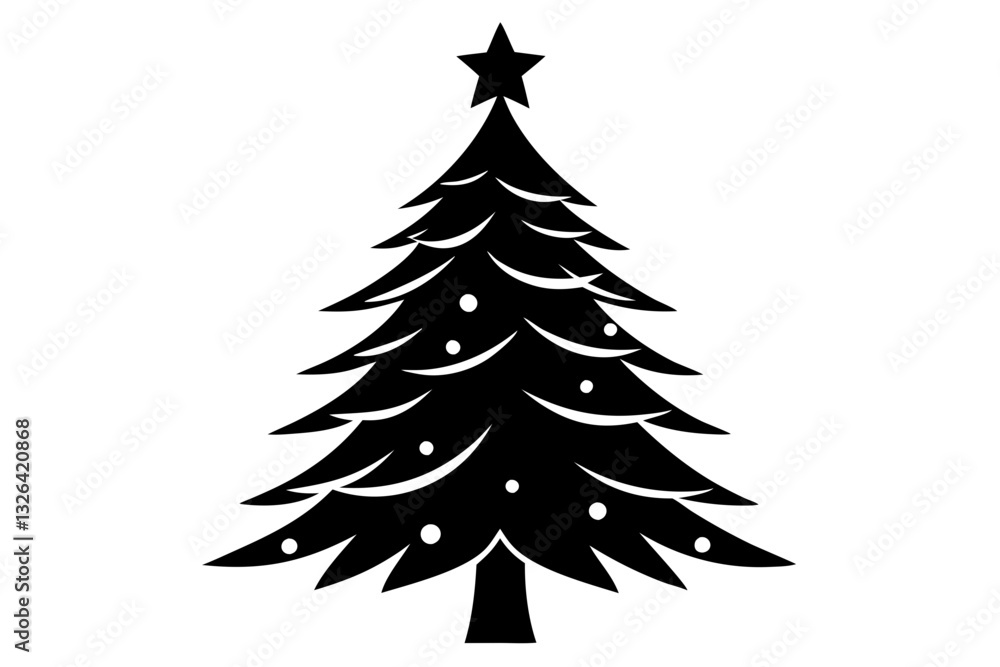 Obraz premium christmas tree line art silhouette vector illustration