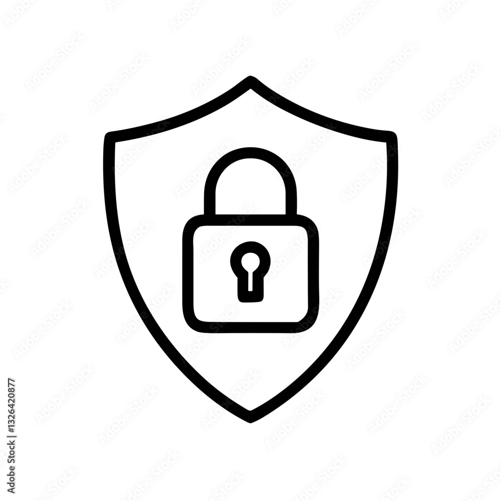Shield with padlock symbolizing protection and security Shield with padlock symbolizing protection and security