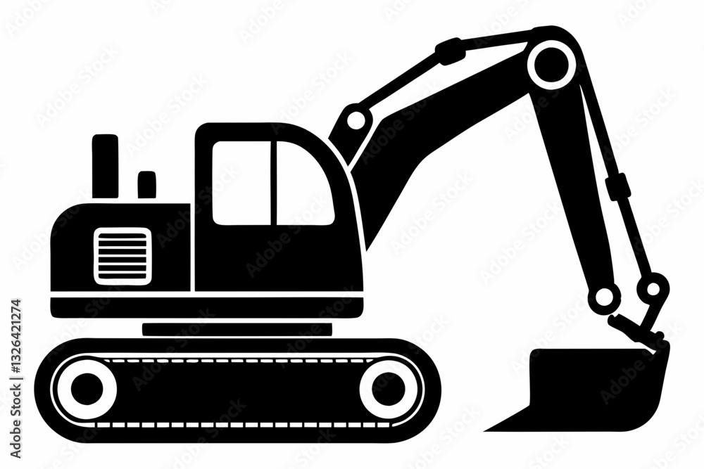 excavator line art silhouette vector illustration excavator line art silhouette vector illustration