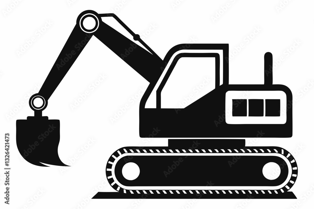 excavator line art silhouette vector illustration excavator line art silhouette vector illustration
