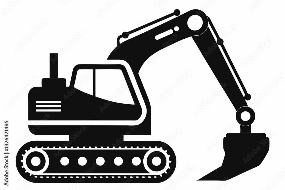 excavator line art silhouette vector illustration excavator line art silhouette vector illustration