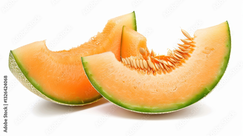 sliced cantaloupe melon isolated on white sliced cantaloupe melon isolated on white