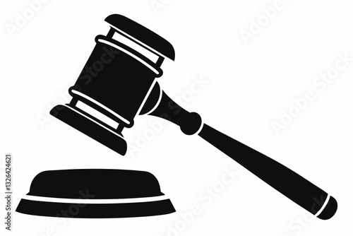 judge gavel line art silhouette vector illustration