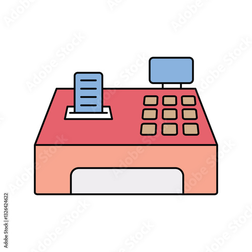 cash machine lineal color line icon with white background vector stock illustration