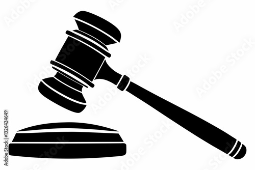 judge gavel line art silhouette vector illustration