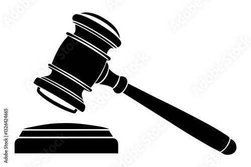 judge gavel line art silhouette vector illustration