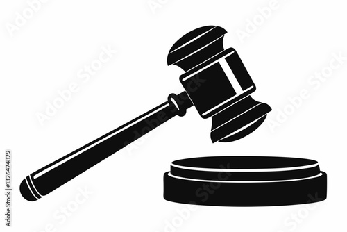 judge gavel line art silhouette vector illustration