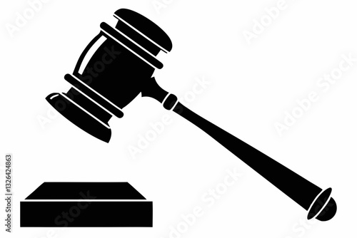 judge gavel line art silhouette vector illustration