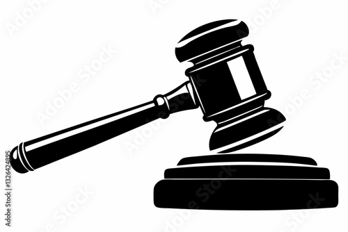 judge gavel line art silhouette vector illustration