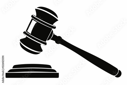 judge gavel line art silhouette vector illustration