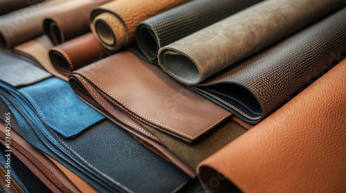 Aesthetic display of leather swatches.