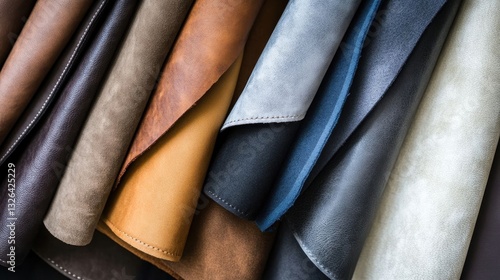 Variety of leather fabric swatches.