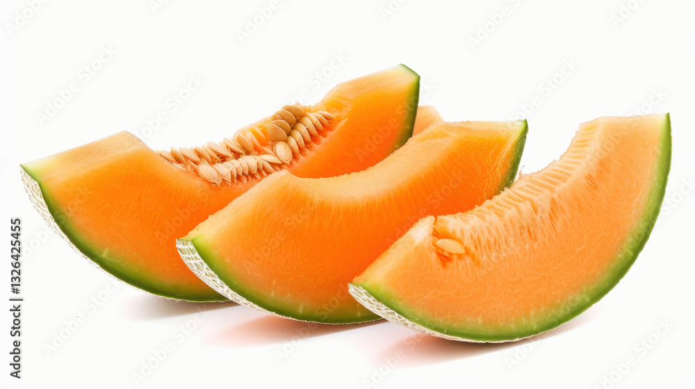 sliced cantaloupe melon isolated on white sliced cantaloupe melon isolated on white