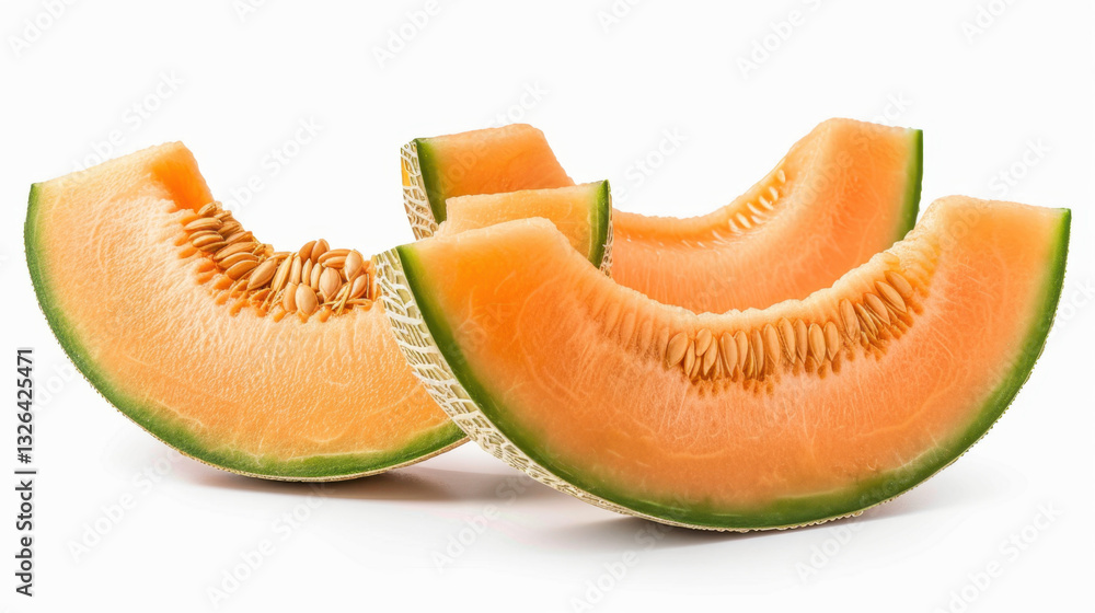 sliced cantaloupe melon isolated on white sliced cantaloupe melon isolated on white