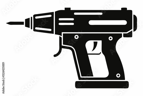 nail gun line art silhouette vector illustration