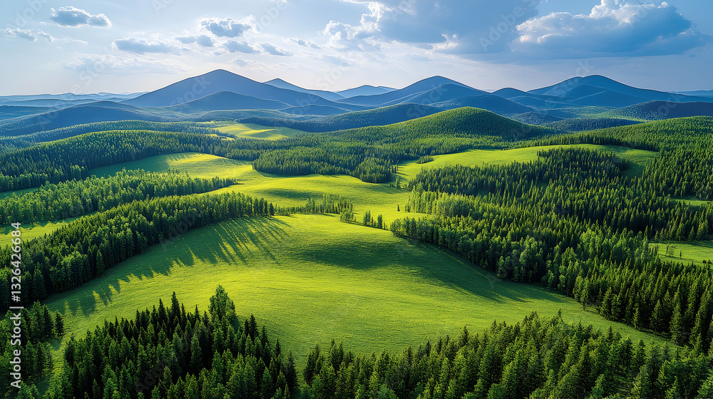 Obraz premium Lush green hills and valleys