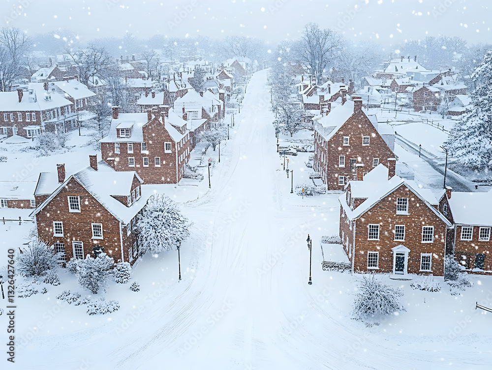 Fototapeta premium Snowy Colonial Street Scene
