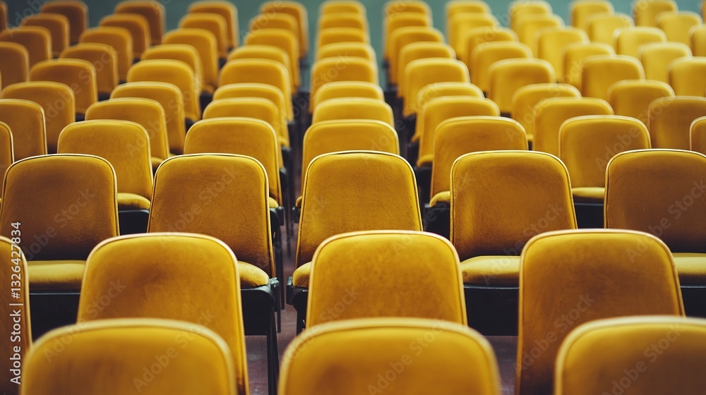 Fototapeta premium Courtroom with a row of empty seats symbolizing justice and fairness
