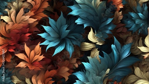 colored feathers like leaves