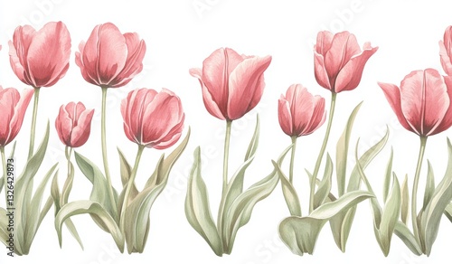 Wallpaper Mural This watercolor painting showcases a beautiful bouquet of red tulips against a clean white background Torontodigital.ca