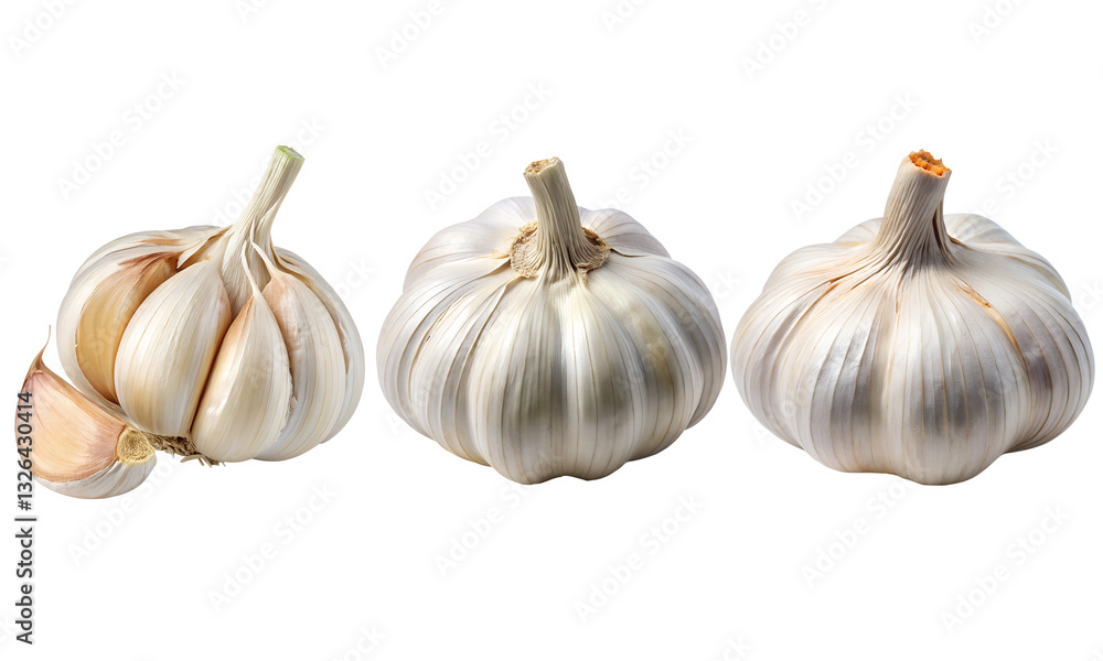 Set of Garlic isolated and a Set of garlic set isolated on a white background Set of Garlic isolated and a Set of garlic set isolated on a white background
