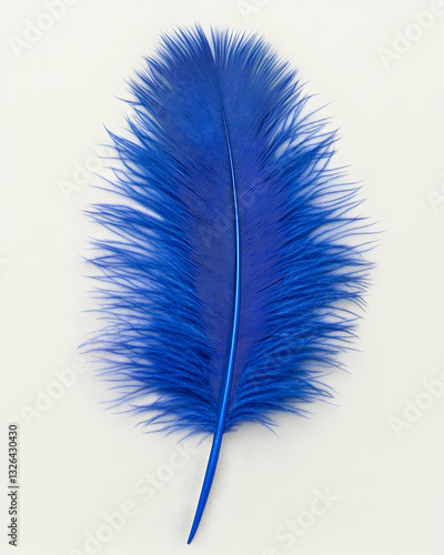 Vibrant deep blue feather, showcasing intricate texture