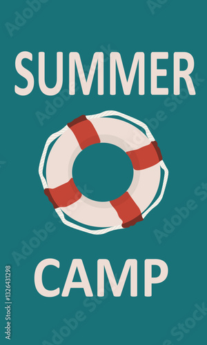 Lifebuoy vector with inscription Summer Camp.