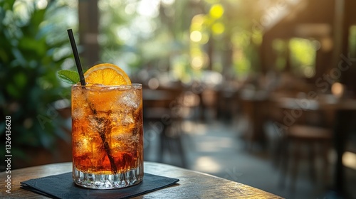 Refreshing Aperol Spritz Cocktail at a Sunny Outdoor Cafe