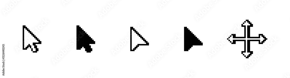 Cursor icons in different styles. Pixel art retro cursor icons set Cursor icons in different styles. Pixel art retro cursor icons set