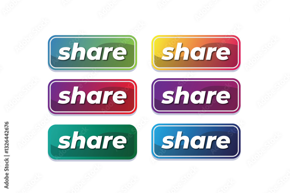 Colorful Gradient Share Buttons Digital Design Elements ui ux web app icon flat media Colorful Gradient Share Buttons Digital Design Elements ui ux web app icon flat media