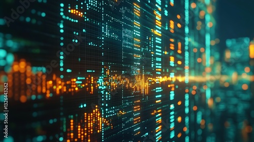 Wallpaper Mural City Street with Digital Stock Market Ticker, Blurred city street scene with digital stock market ticker displaying numbers and symbols Torontodigital.ca