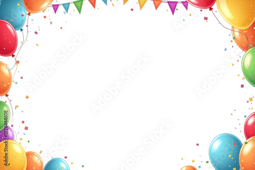 Wallpaper Mural circle of colorful balloons and streamers on a white background Torontodigital.ca