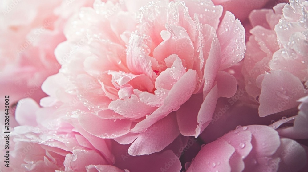 Obraz premium Soft pink peonies with raindrops.