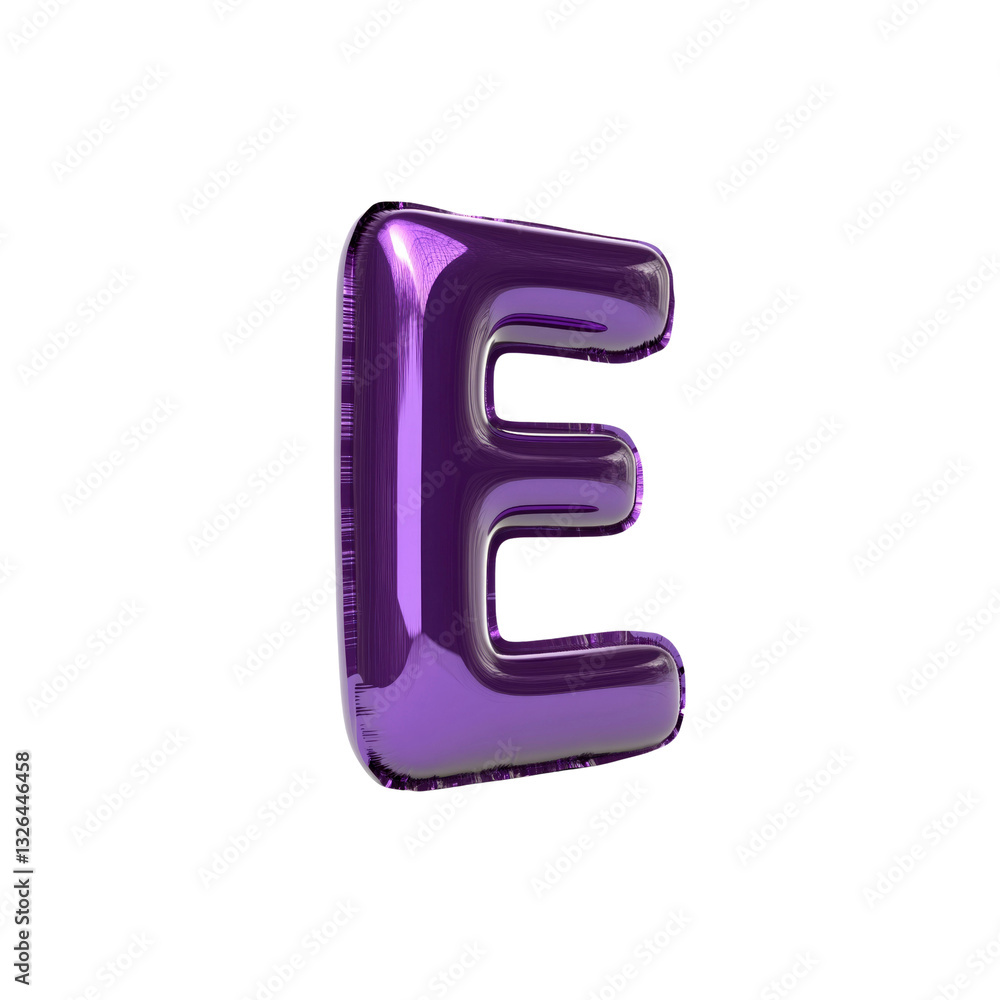 Purple Metallic Balloon Letter E - 3D Render Purple Metallic Balloon Letter E - 3D Render