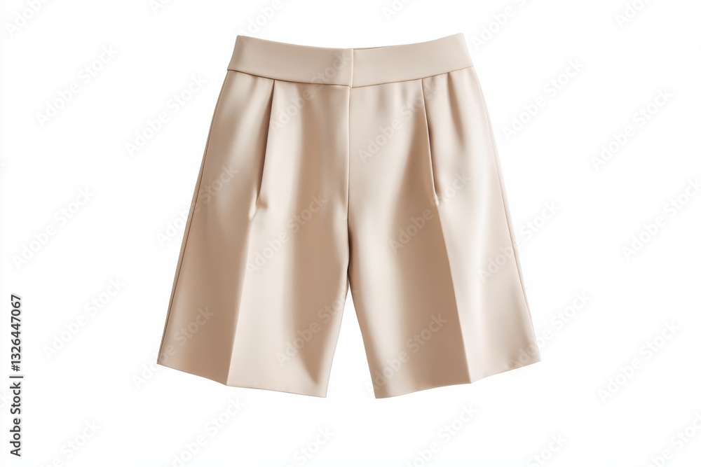Elegant high-waisted tailored shorts in soft beige for casual wear Elegant high-waisted tailored shorts in soft beige for casual wear