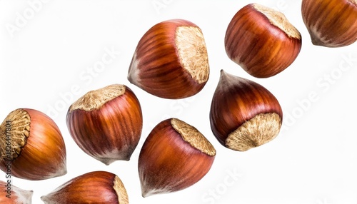 Wallpaper Mural Dynamic Shot of Fresh Hazelnuts Falling Gracefully on White Background Torontodigital.ca