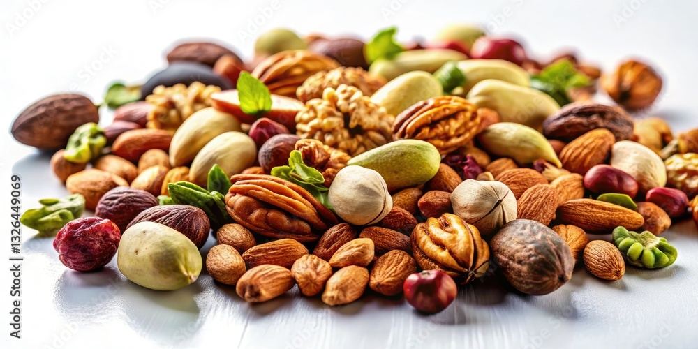 Miniature almonds, walnuts, and pistachios; a healthy tilt-shift snack. Miniature almonds, walnuts, and pistachios; a healthy tilt-shift snack.