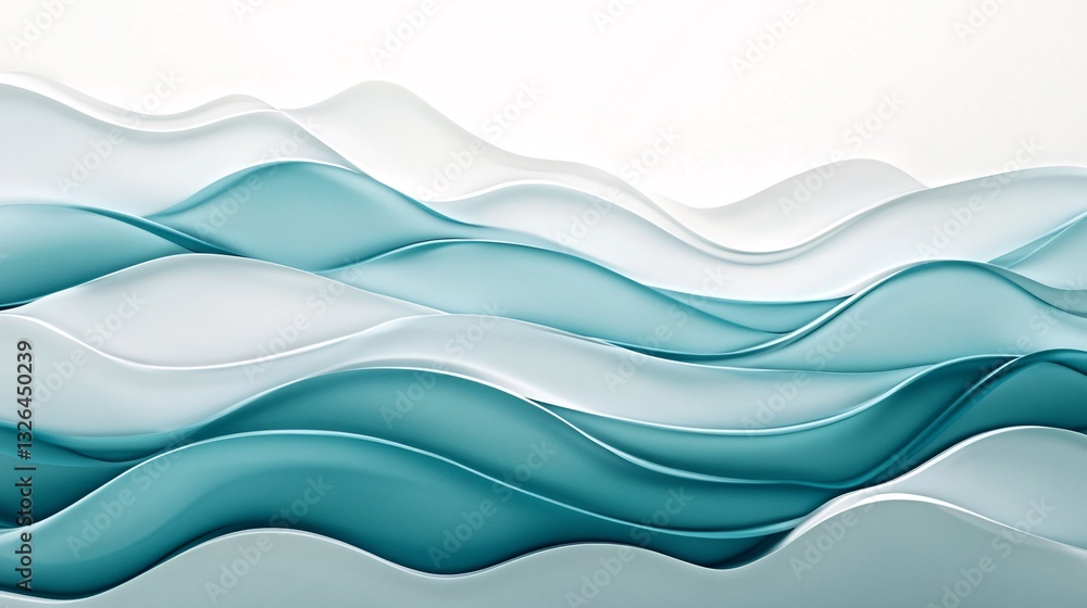 Fototapeta premium Rippled desert waves in aquamarine and shimmering white plain background