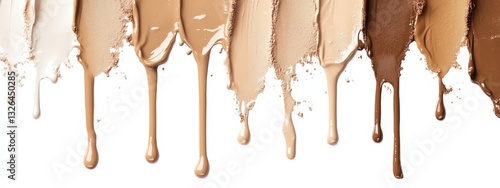 Foundation for face different shades. Selective focus.
