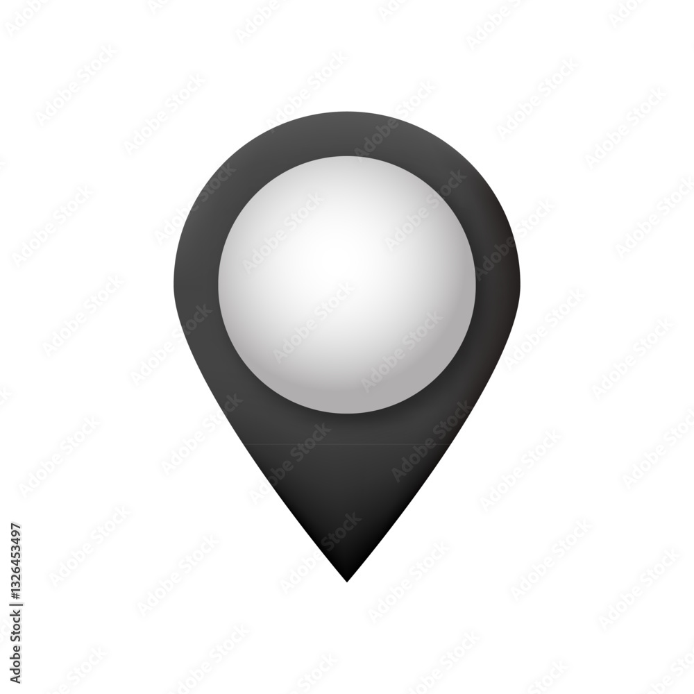 Black location marker icon with a white center, ideal for navigation apps and digital maps. Black location marker icon with a white center, ideal for navigation apps and digital maps.