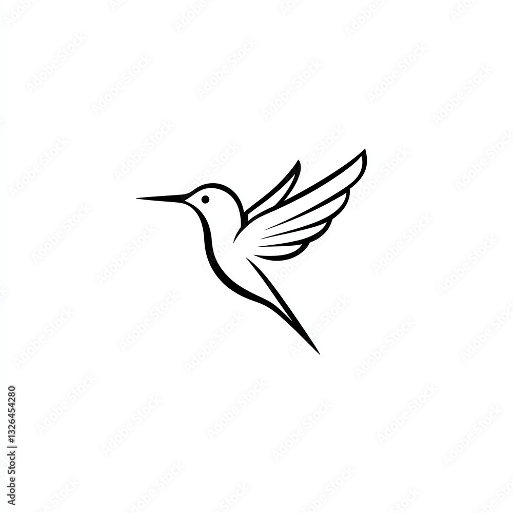 Obraz premium Elegant Hummingbird in Flight A Minimalist Black Line Art Design. Simple yet captivating, this logo showcases the birds grace and speed.