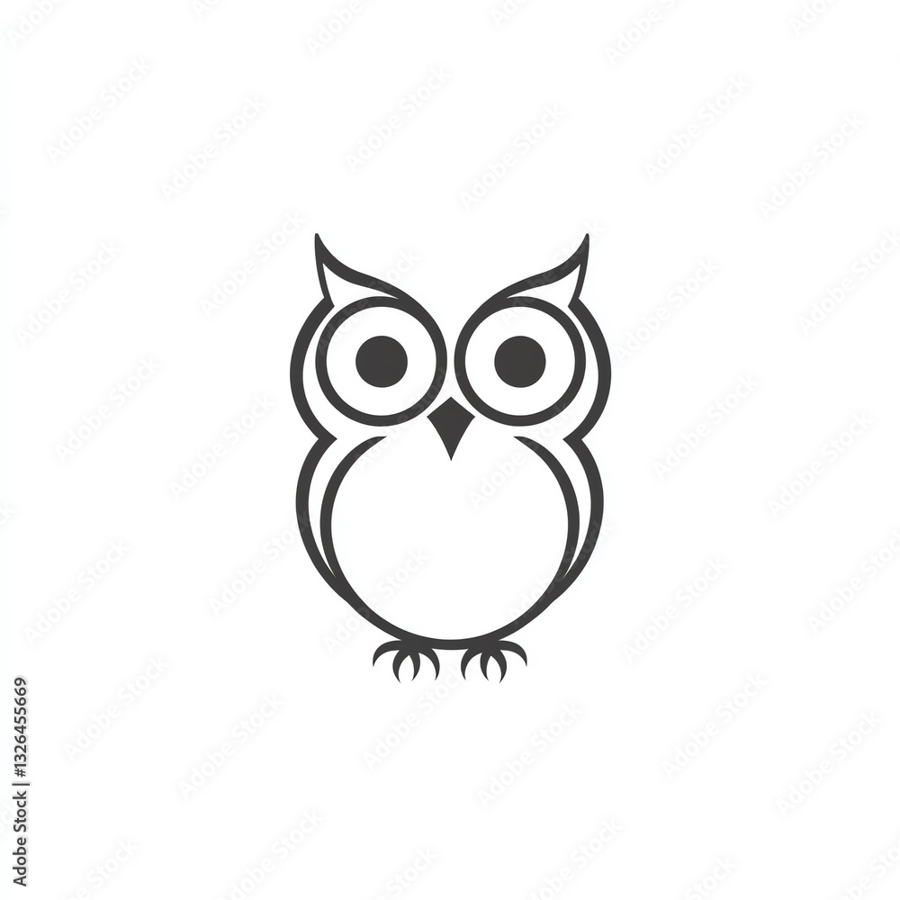 Fototapeta premium Adorable Owl Minimalist Black Line Art Logo Design, a charming graphic featuring a cute owl.