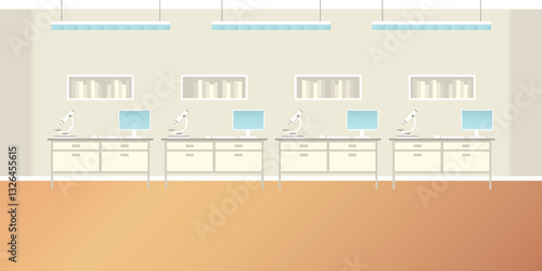 Vector scientific laboratory interior empty scene in flat style